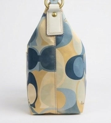 Coach Signature Blue Scarf Print Hobo Bag (Pre-Owned)