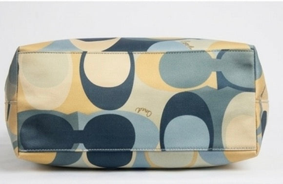 Coach Signature Blue Scarf Print Hobo Bag (Pre-Owned)