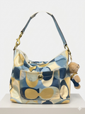 Coach Signature Blue Scarf Print Hobo Bag (Pre-Owned)