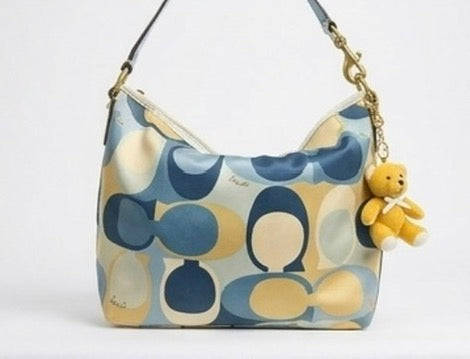 Coach Signature Blue Scarf Print Hobo Bag (Pre-Owned)