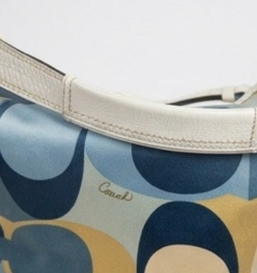 Coach Signature Blue Scarf Print Hobo Bag (Pre-Owned)