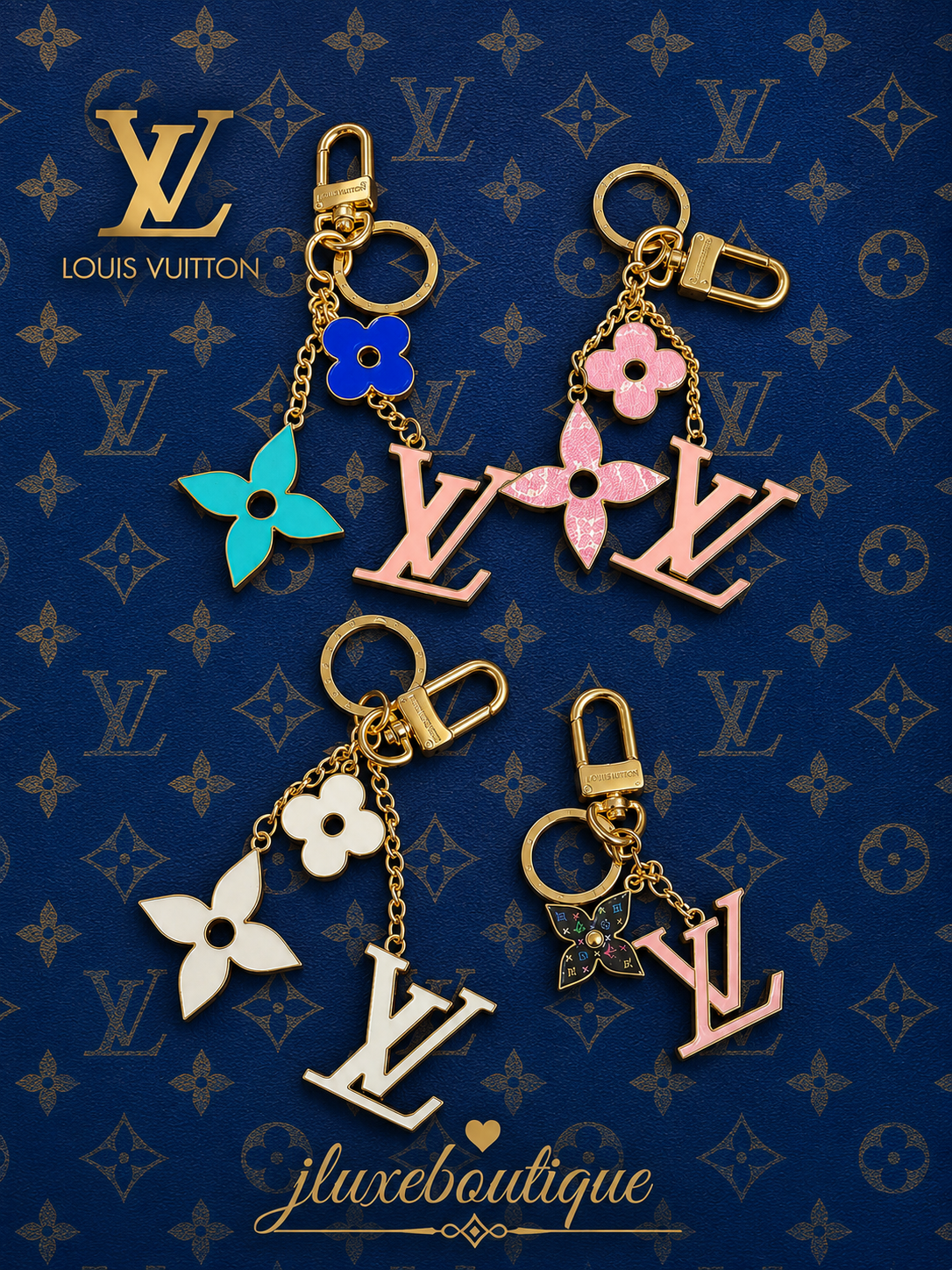 Designer-Inspired Floral Charm Keychains – Luxury Collection