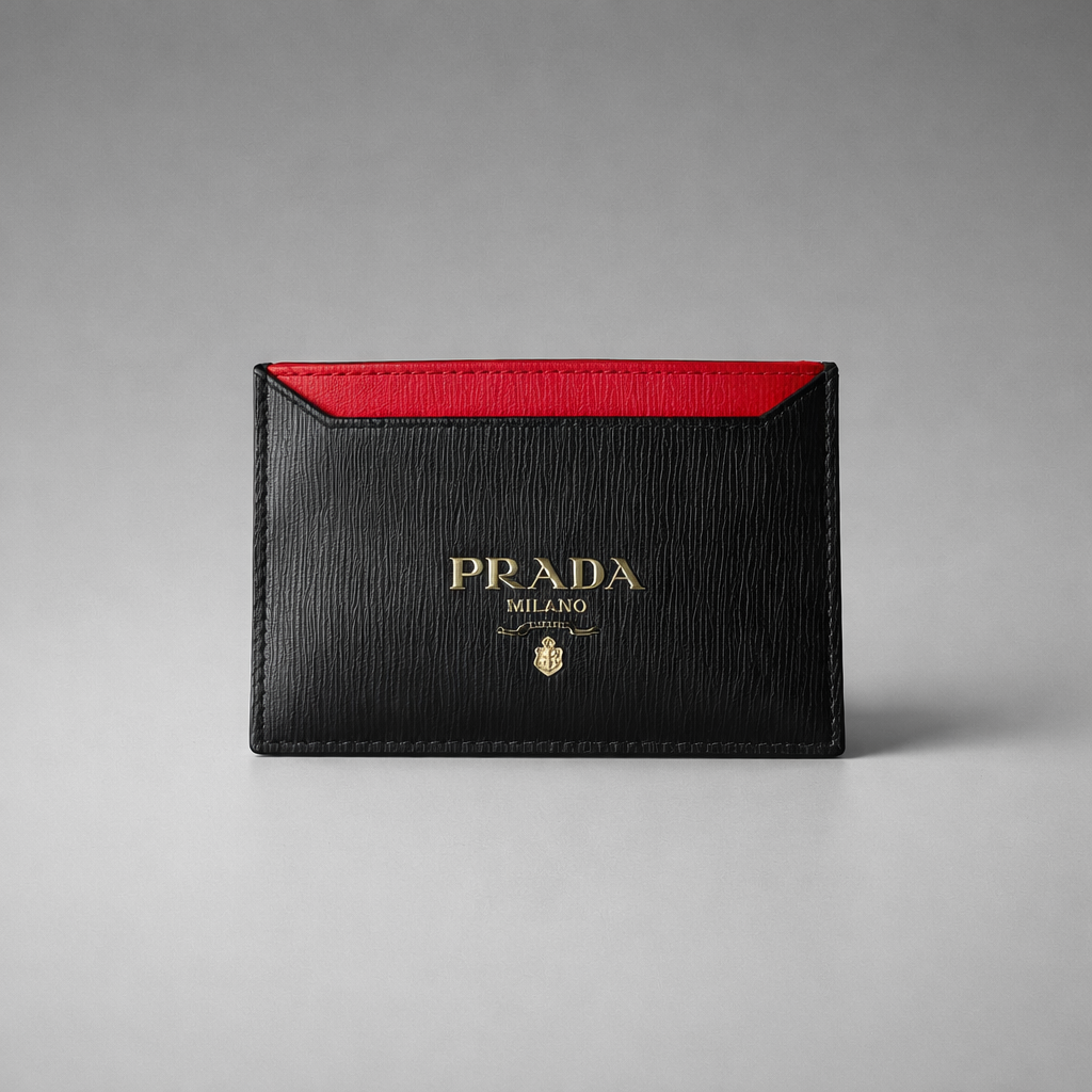 Prada Vitello Two-Tone Card Wallet