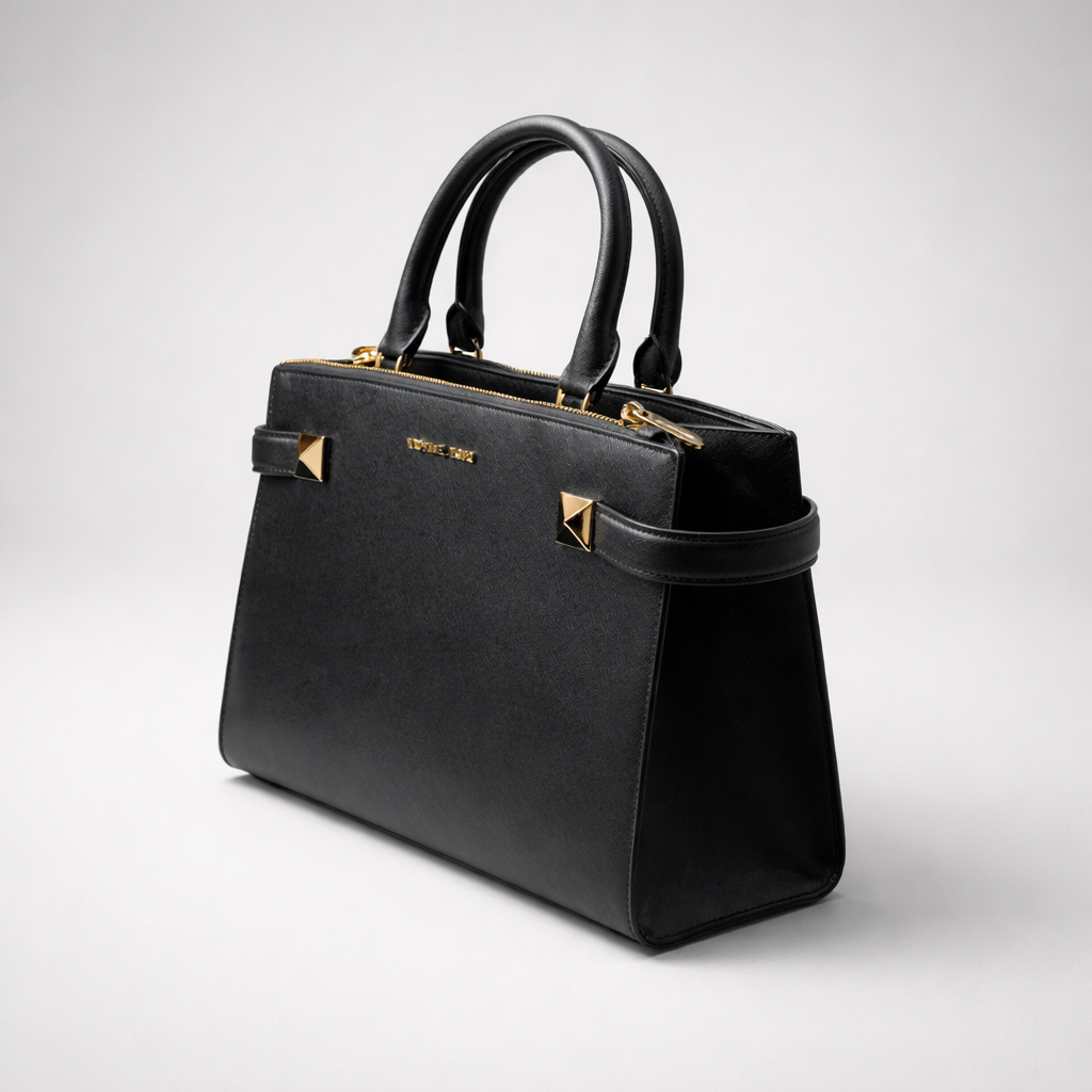 Michael Kors Double Gold Studded Satchel Handbag