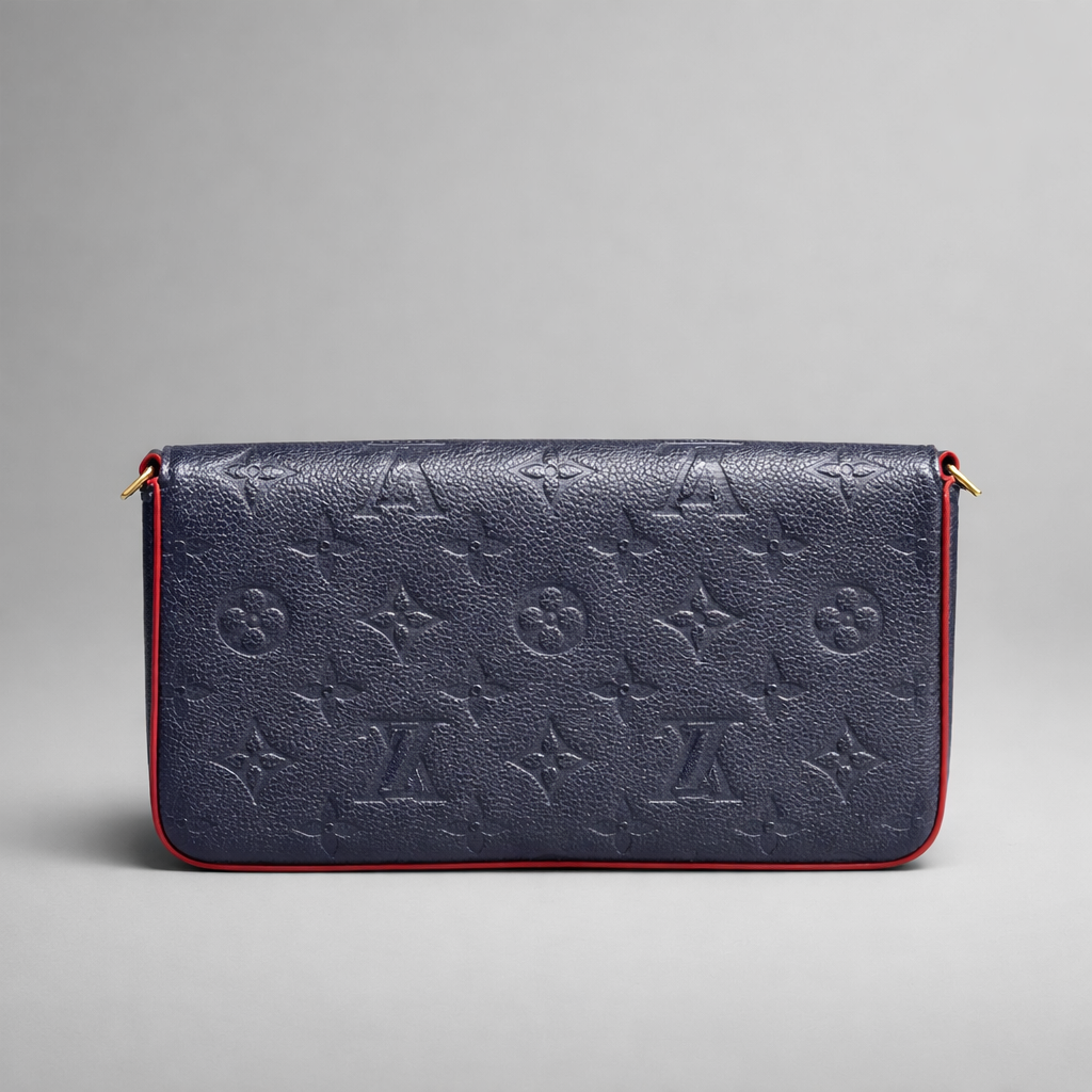 Louis Vuitton Pochette Felicie in Monogram Empreiente Leather (Navy With Red Interior) (Pre-Owned)