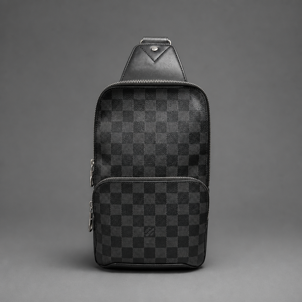 (2019) Louis Vuitton Avenue Sling Bag in classic Damier Graphite Canvas (Style No. N41719 / N45302)
