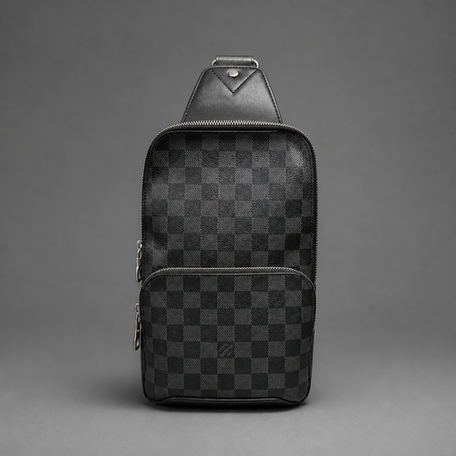 (2019) Louis Vuitton Avenue Sling Bag in classic Damier Graphite Canvas (Style No. N41719 / N45302)