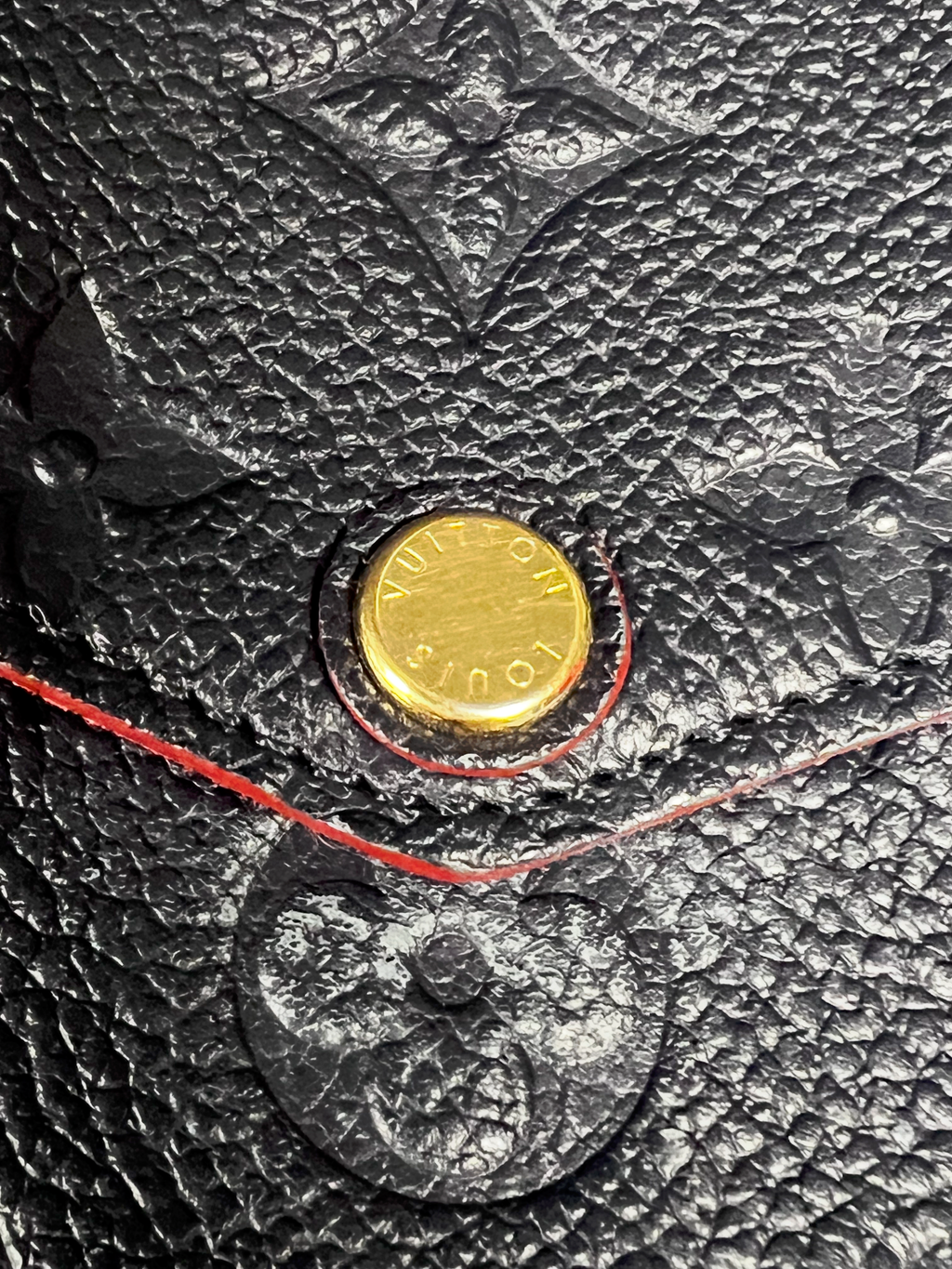 Louis Vuitton Pochette Felicie in Monogram Empreiente Leather (Navy With Red Interior) (Pre-Owned)