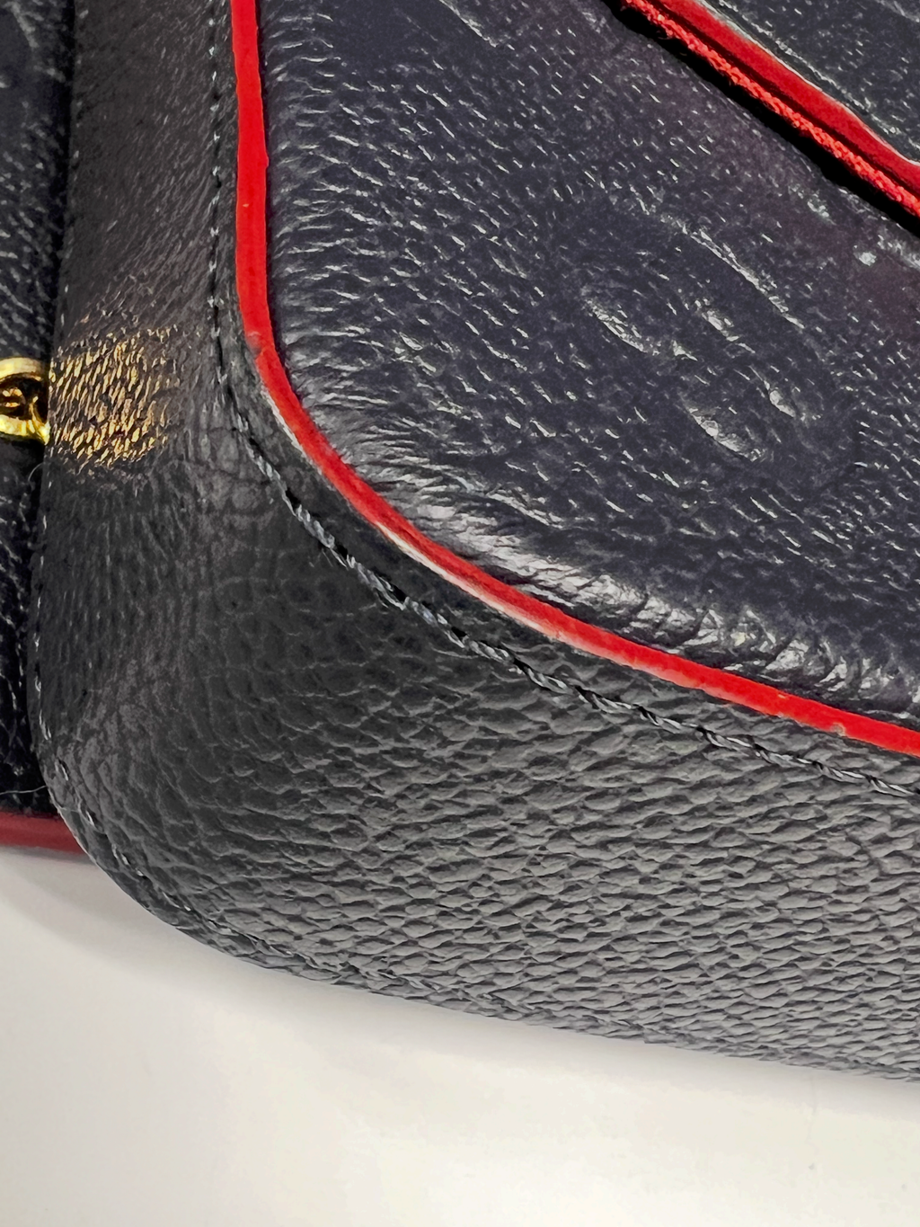 Louis Vuitton Pochette Felicie in Monogram Empreiente Leather (Navy With Red Interior) (Pre-Owned)