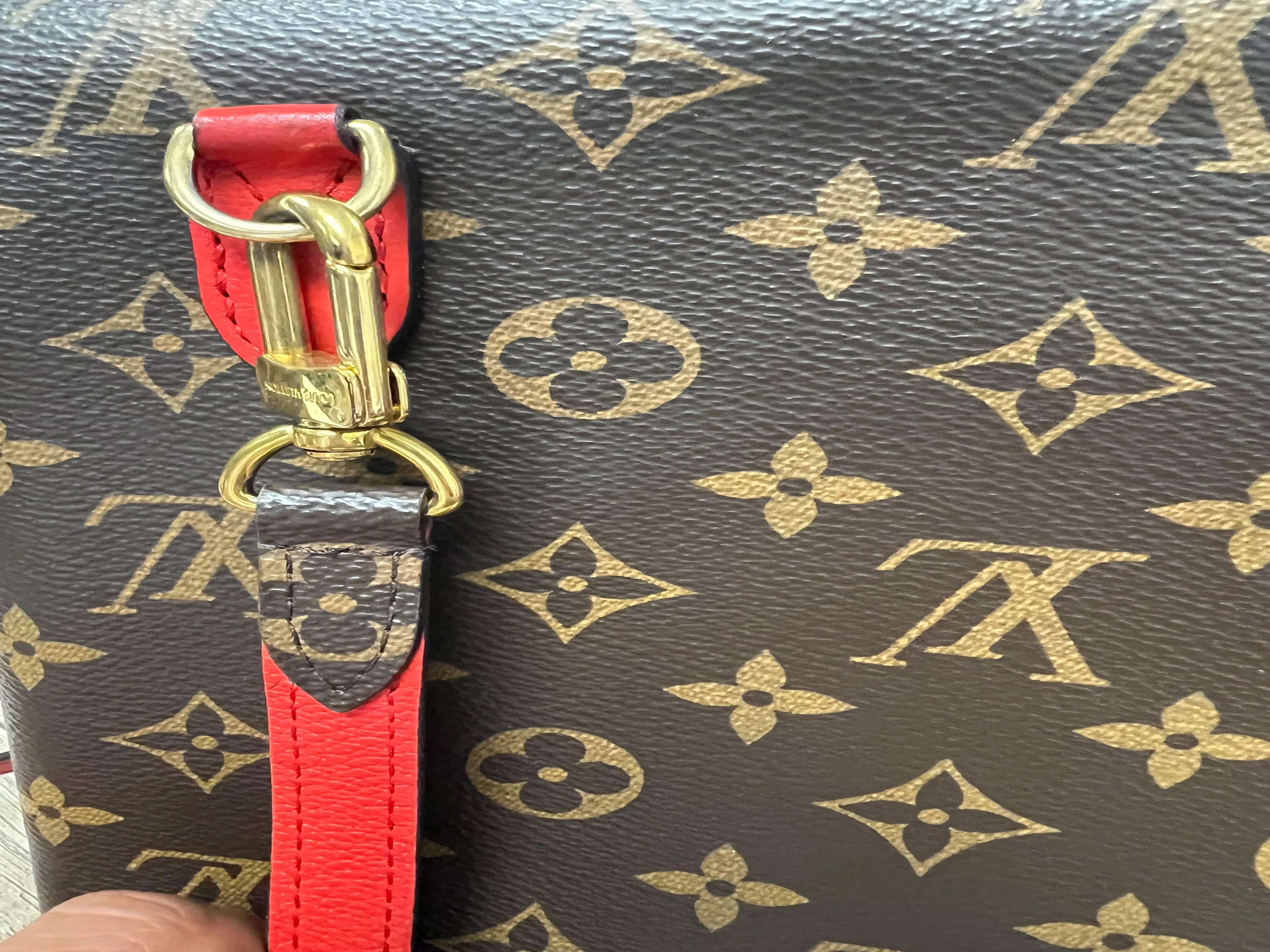 Louis Vuitton Marignan Messenger Bag in Monogram Canvas in Coquelicot Red (Style No. M44286)