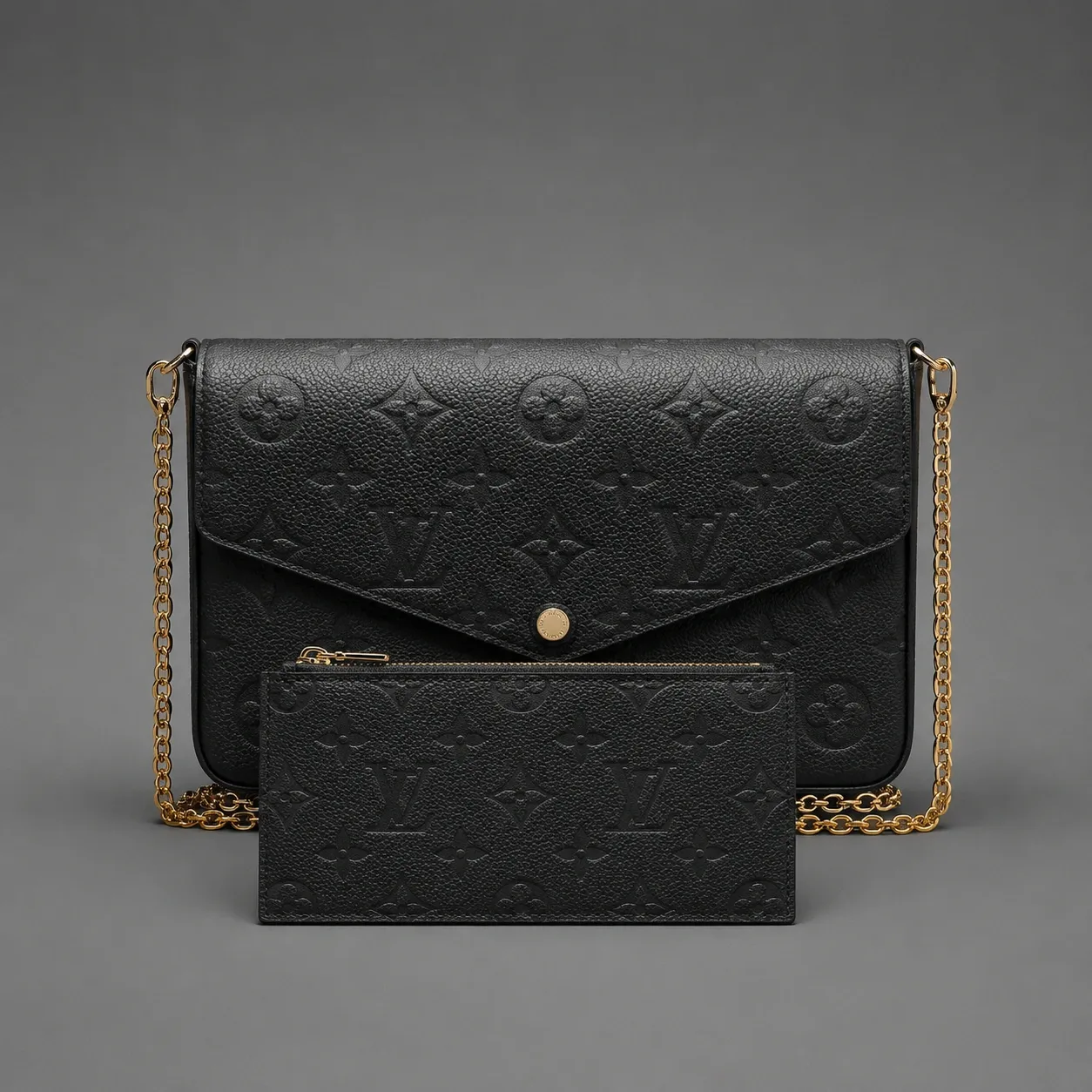 (2019) Louis Vuitton Pochette Félicie in Black Monogram Empreinte Leather