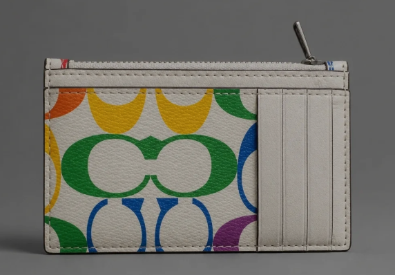 Coach Zip Card Case in Rainbow Signature Canvas