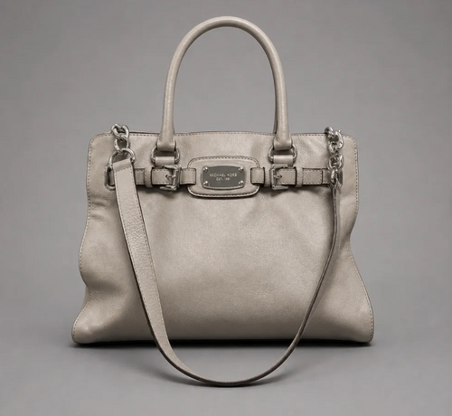 Back 2 School Michael Kors Hamilton Soft Leather Satchel and MK Black and Grey long jet set wallet set