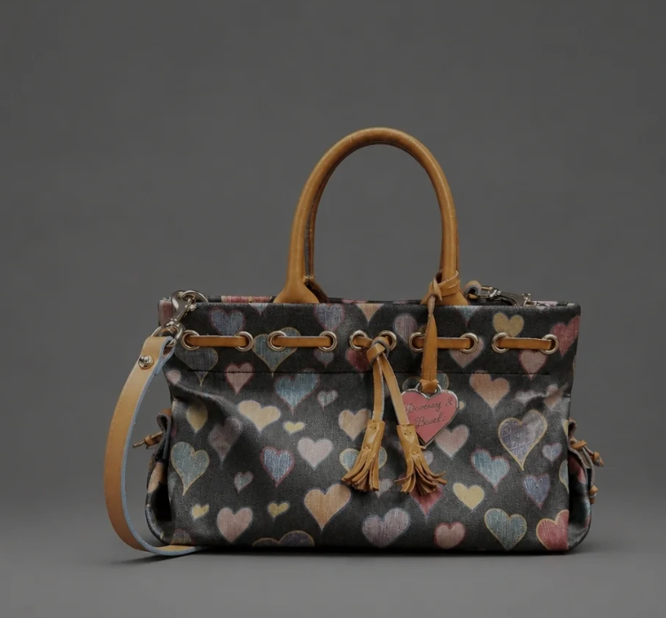 Y2K-era Dooney & Bourke Rainbow Hearts Collection Satchel