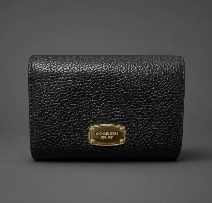 Michael Kors Fulton Flap Wallet (or Bedford Flap Wallet) featuring a vintage-style logo plate