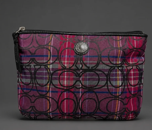 Coach Poppy Tartan Plaid Cosmetic Bag