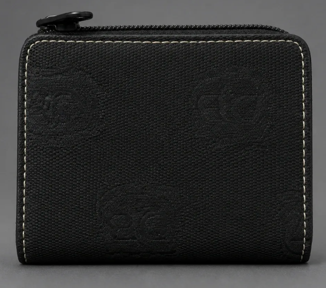 Dooney & Bourke Black Signature Monogram Canvas Zip-Top card wallet