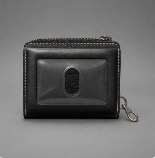 Dooney & Bourke Black Signature Monogram Canvas Zip-Top card wallet