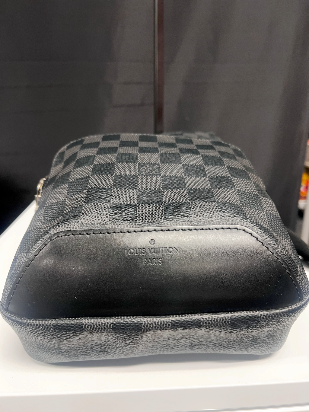 (2019) Louis Vuitton Avenue Sling Bag in classic Damier Graphite Canvas (Style No. N41719 / N45302)